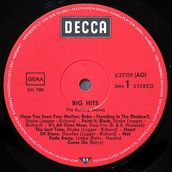 Cover zu The Rolling Stones - Big Hits (High Tide And Green Grass) | Vinyl | Rock | Germany