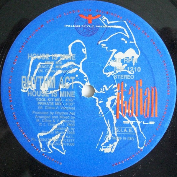 Cover zu Rhythm Act - House Is Mine | 1993 | Vinyl | Electronic | Italy Schallplatten Ankauf