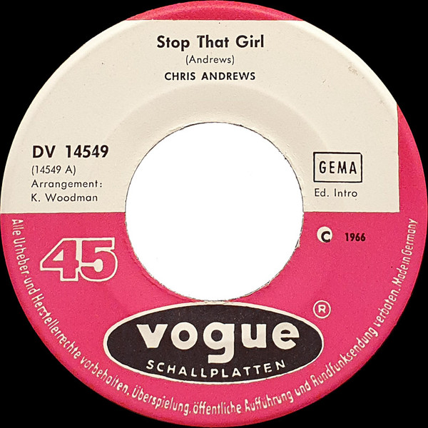Cover zu Chris Andrews (3) - Stop That Girl | 1966 | Vinyl | Rock, Pop | Germany Schallplatten Ankauf