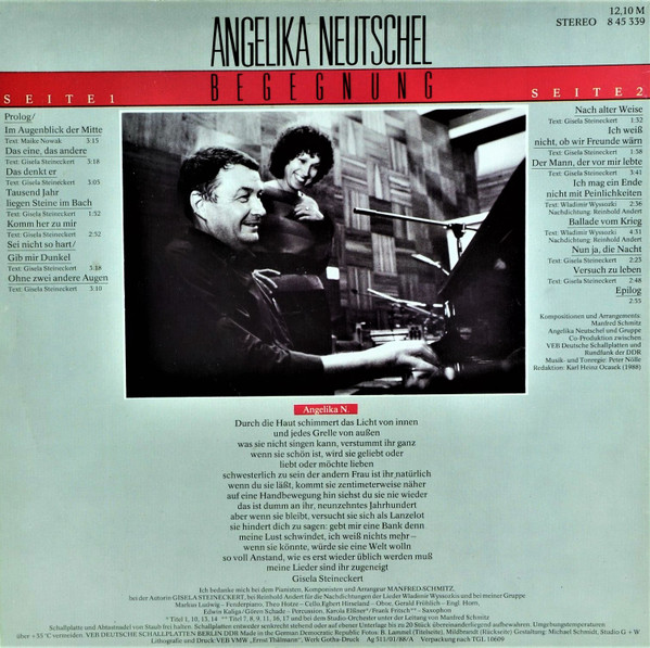 Cover zu Angelika Neutschel - Begegnung | 1988 | Vinyl | Pop, Folk, World, & Country | German Democratic Republic (GDR) Schallplatten Ankauf