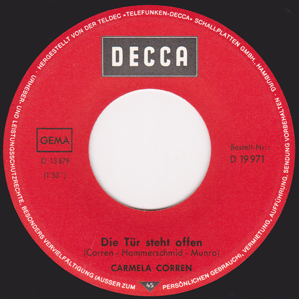 Cover zu Carmela Corren - Ich Breche Alle Brücken Ab | 1969 | Vinyl | Pop | Germany Schallplatten Ankauf