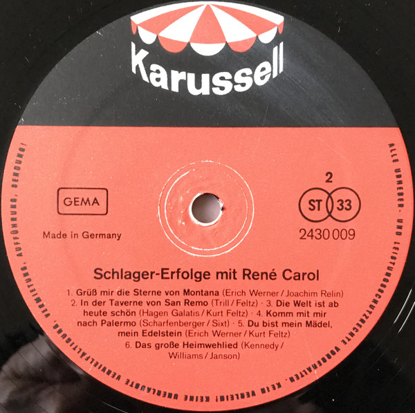 Cover zu René Carol - Schlager-Erfolge Mit René Carol | Vinyl | Pop | Germany