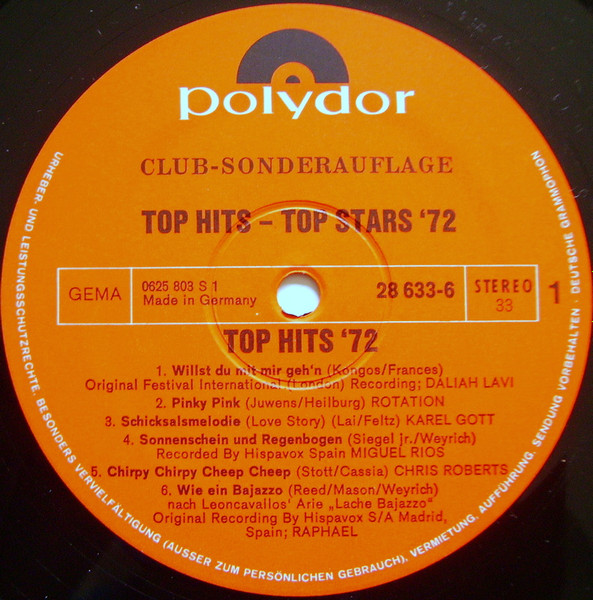 Cover zu Various - Top Hits - Top Stars '72 | Vinyl | Rock, Funk / Soul, Pop, Folk, World, & Country | Germany