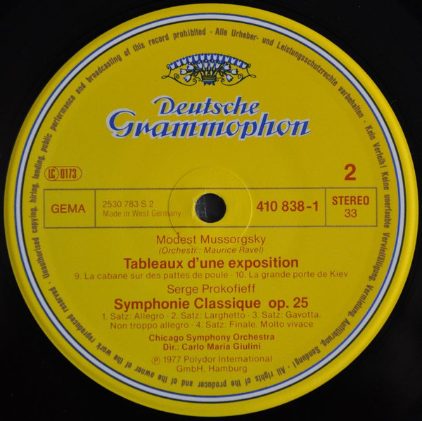 Cover zu Carlo Maria Giulini, Chicago Symphony Orchestra, Modest Mussorgsky / Sergei Prokofiev - Bilder Einer Ausstellung = Pictures At An Exhibition / Symphonie Classique | 1984 | Vinyl | Classical Schallplatten Ankauf