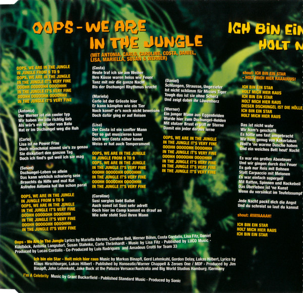 Cover zu Dschungel Allstars - Oops - We Are In The Jungle (Der Camp-Song) | 2004 | Vinyl | Pop | Germany
