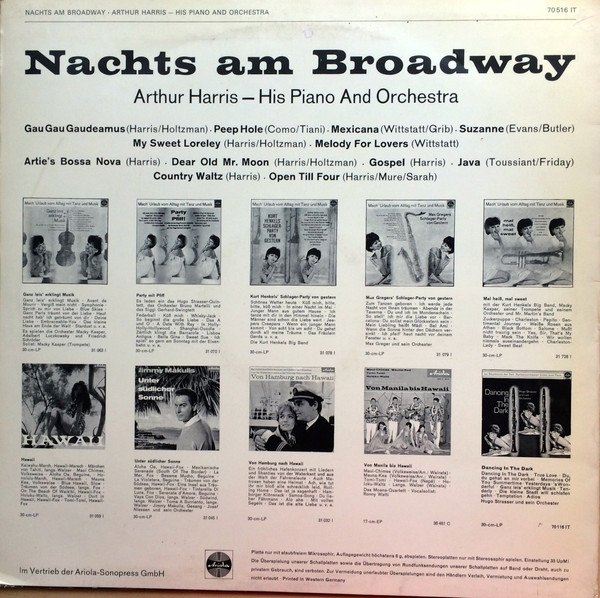 Cover zu Arthur Harris And His Orchestra - Nachts Am Broadway | Vinyl | Pop | Germany