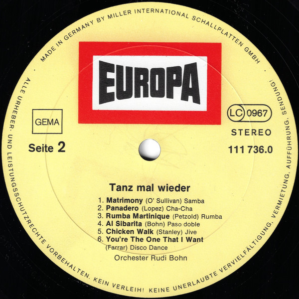 Cover zu Rudi Bohn Und Sein Orchester - Tanz Mal Wieder | Vinyl | Latin, Pop, Brass & Military | Germany