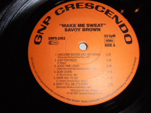 Cover zu Savoy Brown - Make Me Sweat | 1988 | Vinyl | Rock, Blues | Germany Schallplatten Ankauf
