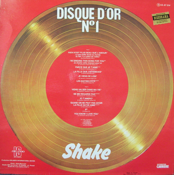 Cover zu Shake (4) - Disque D'or N°1 | 1977 | Vinyl | Pop | France Schallplatten Ankauf