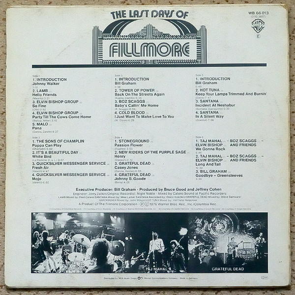 Cover zu Various - The Last Days Of Fillmore | 1976 | Vinyl | Rock | Germany