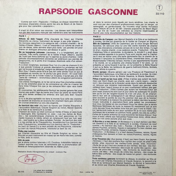 Cover zu Rapsodie Gasconne - Rapsodie Gasconne | 1973 | Vinyl | Folk, World, & Country | France