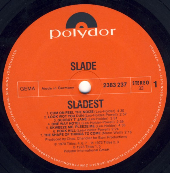 Cover zu Slade - Sladest | 1973 | Vinyl | Rock | Germany
