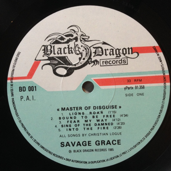 Cover zu Savage Grace - Master Of Disguise | 1985 | Vinyl | Rock | France Schallplatten Ankauf