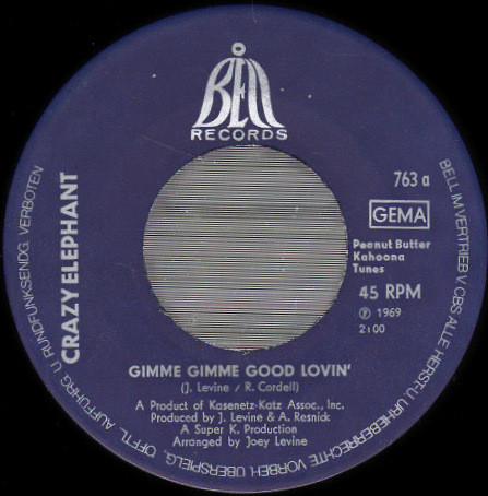 Cover zu Crazy Elephant - Gimme Gimme Good Lovin' | 1969 | Vinyl, 7