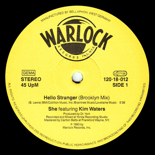 Cover zu She (7) Featuring Kim Waters - Hello Stranger | 1990 | Vinyl | Electronic, Hip Hop | Germany Schallplatten Ankauf