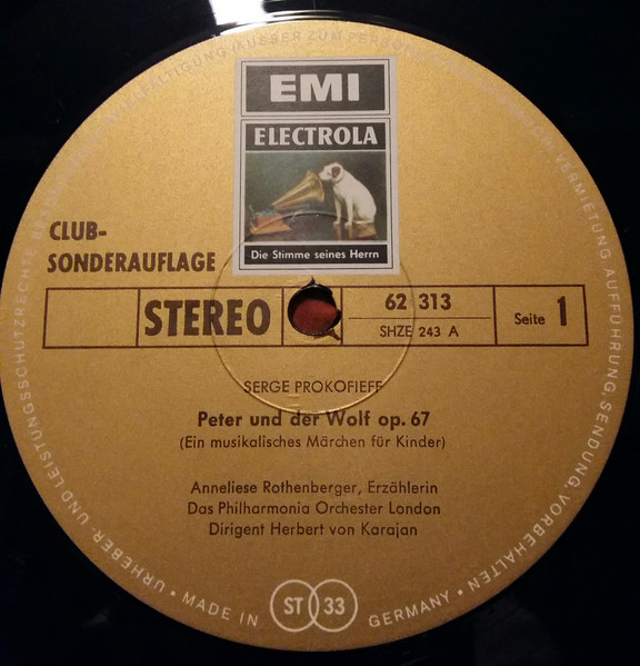 Cover zu Sergei Prokofiev / Joseph Haydn ' Herbert von Karajan, Anneliese Rothenberger, Philharmonia Orchestra - Peter Und Der Wolf / Kindersinfonie | Vinyl | Classical | Germany