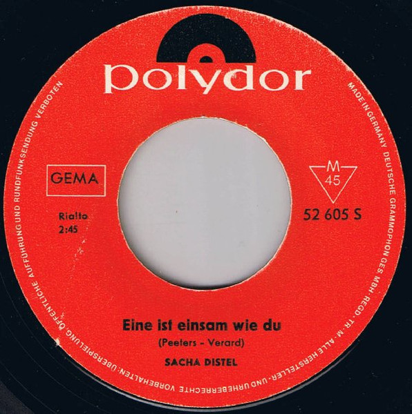 Cover zu Sacha Distel - Der Frauenfreund / Eine Ist Einsam Wie Du | 1965 | Vinyl | Pop | Germany