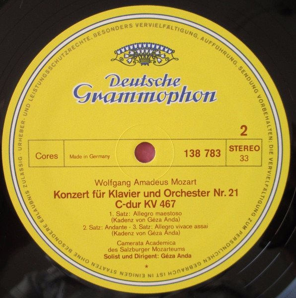 Cover zu Wolfgang Amadeus Mozart - Camerata Academica Salzburg, Géza Anda - Klavierkonzerte G-Dur KV 453 ・C-Dur KV 467 | Vinyl | Classical | Germany