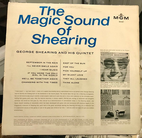 Cover zu The George Shearing Quintet - The Magic Sound Of Shearing | Vinyl | Jazz | Germany Schallplatten Ankauf