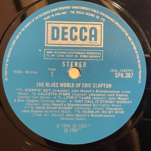 Cover zu Various - The Blues World Of Eric Clapton | 1975 | Vinyl | Rock, Blues | UK Schallplatten Ankauf