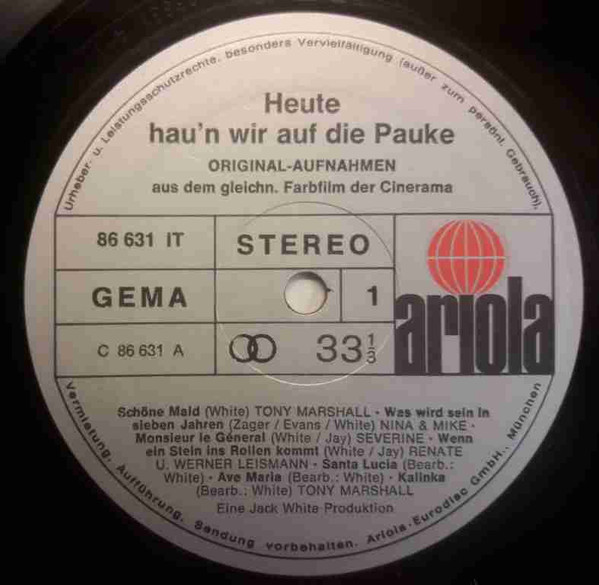 Cover zu Tony Marshall - Heute Hau'n Wir Auf Die Pauke (Original-Aufnahmen Aus Dem Gleichnamigen Farbfilm Der Cinerama) | 1972 | Vinyl | Pop | Germany