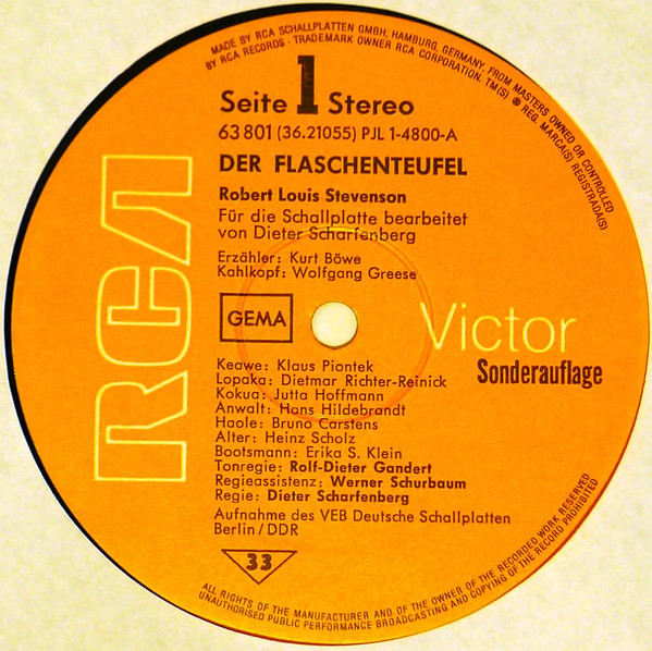 Cover zu Robert Louis Stevenson - Der Flaschenteufel | Vinyl | Non-Music, Children's | Germany