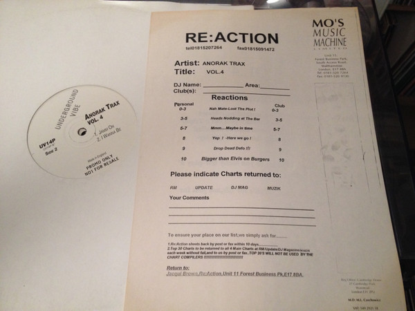 Cover zu Anorak Trax - Vol. 4 | 1995 | Vinyl | Electronic | UK Schallplatten Ankauf