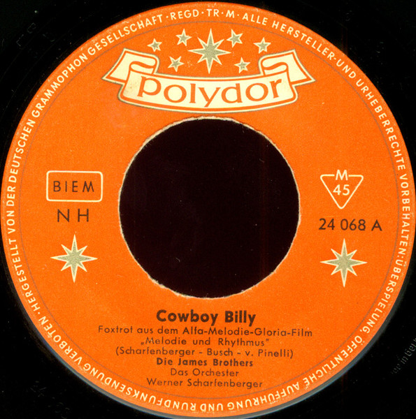 Cover zu Die James Brothers - Cowboy Billy | 1959 | Vinyl | Pop, Stage & Screen | Germany