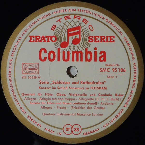 Cover zu Quatuor Instrumental Maxence Larrieu - Konzert Im Schloss Sanssouci Zu Potsdam | Vinyl | Classical | Germany Schallplatten Ankauf