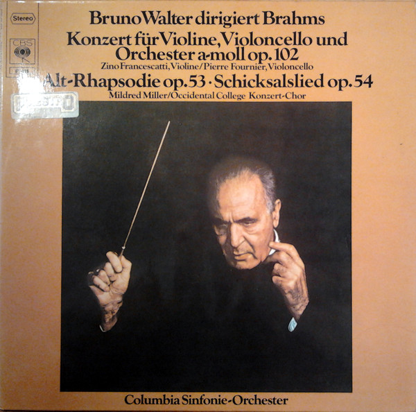 Bild Johannes Brahms – Columbia Symphony Orchestra, Bruno Walter, Pierre Fournier, Zino Francescatti – Bruno Walter Dirigiert Brahms- Konzert Für Violine, Violoncello Und Orchester A-Moll Op.102 Schallplatten Ankauf