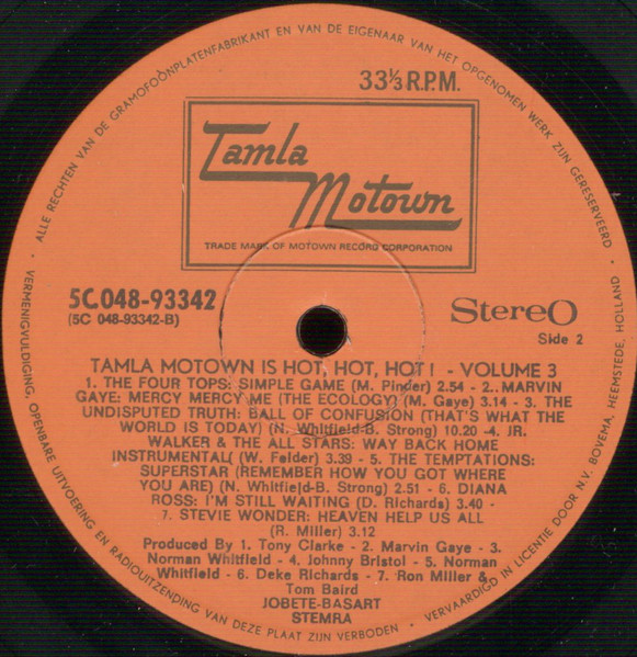 Cover zu Various - Tamla-Motown Is Hot, Hot, Hot! Volume 3 | 1972 | Vinyl | Jazz, Funk / Soul | Netherlands