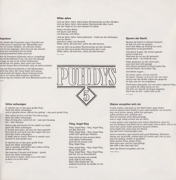Cover zu Puhdys - Puhdys 5 | 1978 | Vinyl | Rock | Germany Schallplatten Ankauf