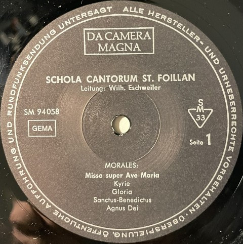 Cover zu Tomás Luis De Victoria, Cristóbal de Morales, Schola Cantorum St. Foillan Aachen, Willi Eschweiler - Spanische Polyphonie Im XVI. Jahrhundert | Vinyl | Classical | Germany Schallplatten Ankauf
