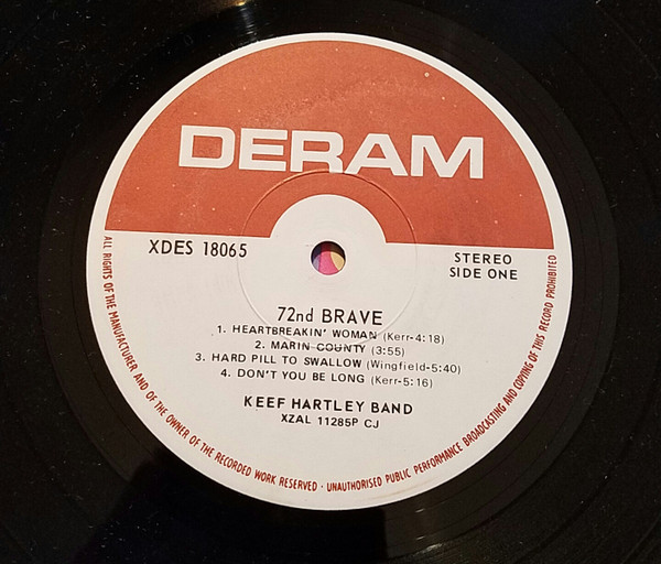 Cover zu The Keef Hartley Band - Seventy Second Brave | 1972 | Vinyl | Rock | US Schallplatten Ankauf