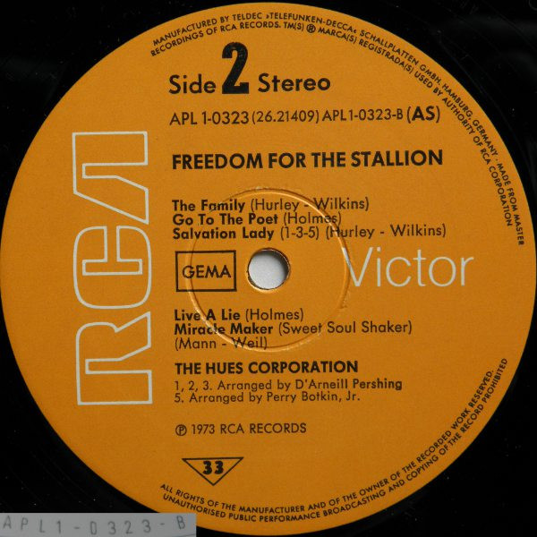 Cover zu The Hues Corporation - Freedom For The Stallion | 1974 | Vinyl | Funk / Soul | Germany