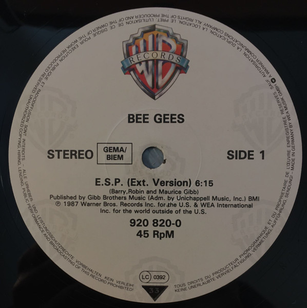 Cover zu Bee Gees - E·S·P | 1987 | Vinyl | Pop | Europe Schallplatten Ankauf