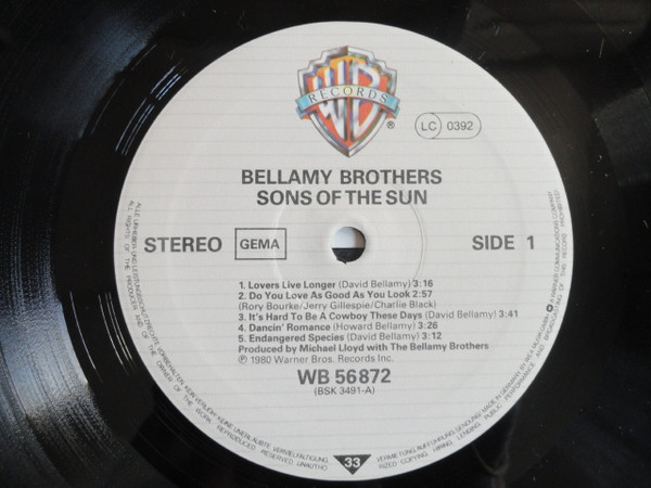 Cover zu Bellamy Brothers - Sons Of The Sun | 1980 | Vinyl | Folk, World, & Country | Germany Schallplatten Ankauf