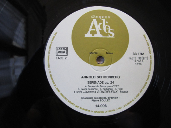 Cover zu Arnold Schoenberg / Pierre Boulez - Serenade | Vinyl | Classical | France