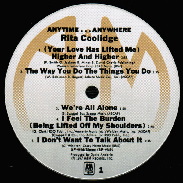 Cover zu Rita Coolidge - Anytime... Anywhere | 1977 | Vinyl | Rock, Pop | US Schallplatten Ankauf