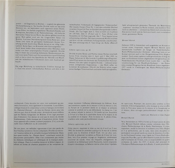 Cover zu Antonín Dvořák / Bernard Haitink, Concertgebouworkest - 8 Slawische Tänze / Scherzo Capriccioso | 1967 | Vinyl | Classical | Netherlands Schallplatten Ankauf