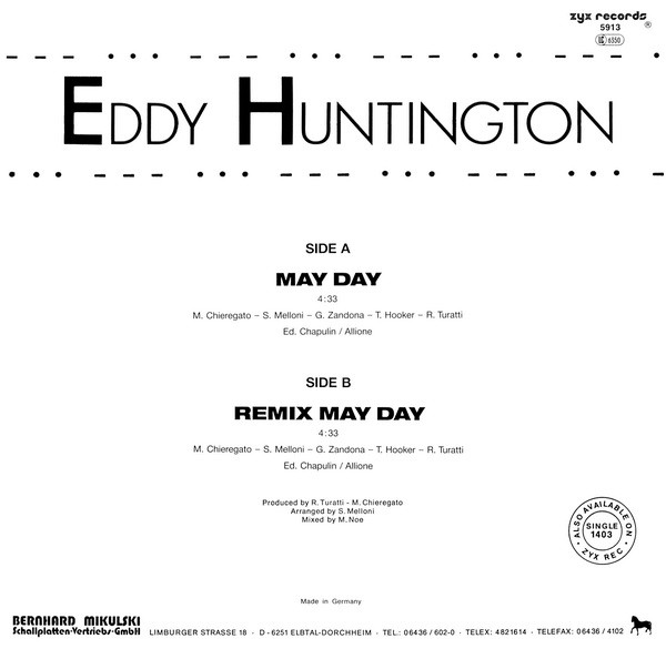 Cover zu Eddy Huntington - May Day | 1988 | Vinyl | Electronic | Germany Schallplatten Ankauf
