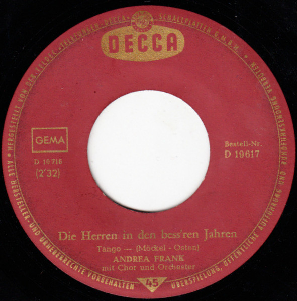Cover zu Andrea Frank - Tschau, Tschau, Mein Kapitän | 1964 | Vinyl, 45 RPM, 7