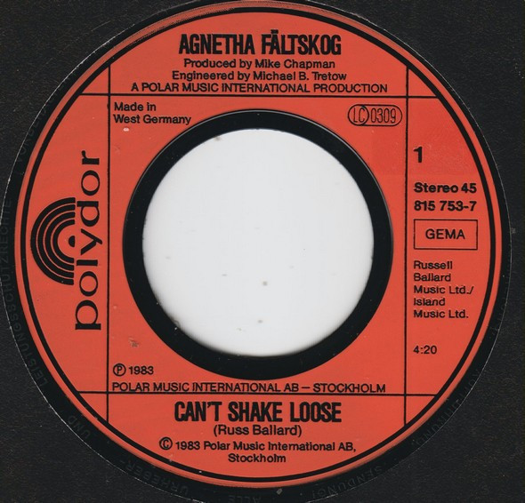 Cover zu Agnetha Fältskog - Can't Shake Loose / To Love | 1983 | Vinyl | Pop | Germany
