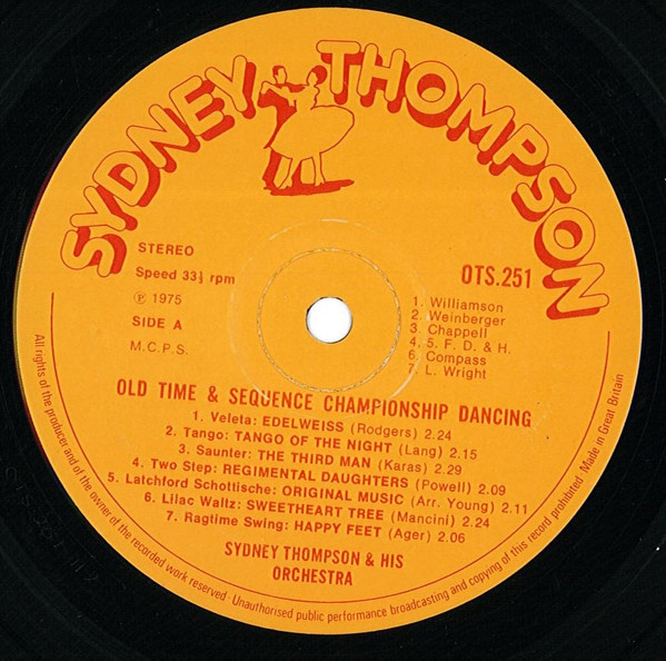 Cover zu Sydney Thompson And His Orchestra - Old Time And Sequence Chmpionship Dancing | 1975 | Vinyl | Latin, Classical | UK Schallplatten Ankauf