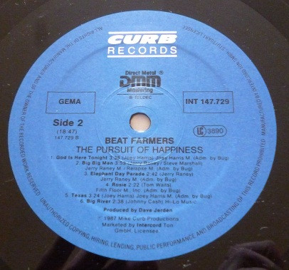 Cover zu The Beat Farmers - The Pursuit Of Happiness | 1987 | Vinyl | Rock | Germany