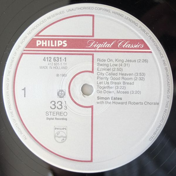 Cover zu Simon Estes - Spirituals | 1985 | Vinyl | Funk / Soul, Folk, World, & Country | Netherlands Schallplatten Ankauf