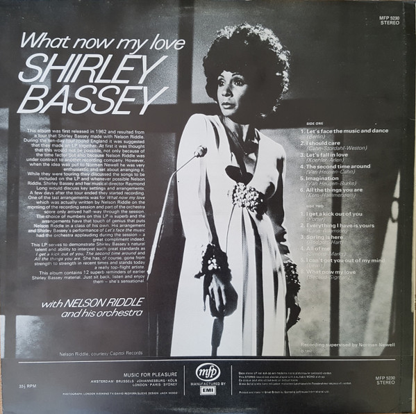 Cover zu Shirley Bassey With Nelson Riddle And His Orchestra - What Now My Love | Vinyl | Jazz, Pop | Netherlands Schallplatten Ankauf