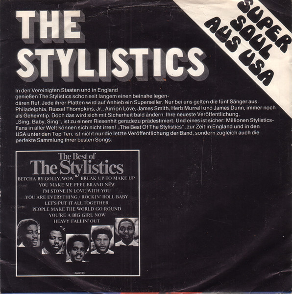 Cover zu The Stylistics - Sing Baby Sing / Thank You Baby | 1975 | Vinyl | Funk / Soul | Germany Schallplatten Ankauf