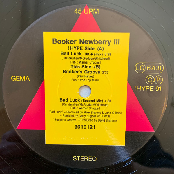 Cover zu Booker Newberry III - Bad Luck - Remixed By Garry Hughes Of D Mob | 1991 | Vinyl | Hip Hop, Funk / Soul | Germany