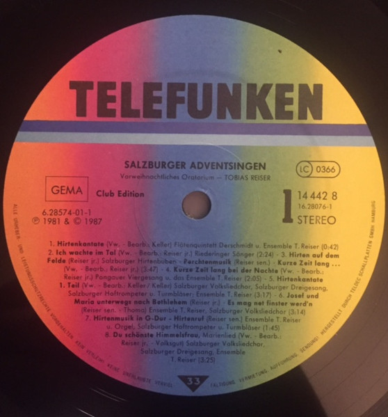 Cover zu Tobias Reiser - Salzburger Adventsingen (Vorweihnachtliches Oratorium) | 1981 | Vinyl | Classical | Germany